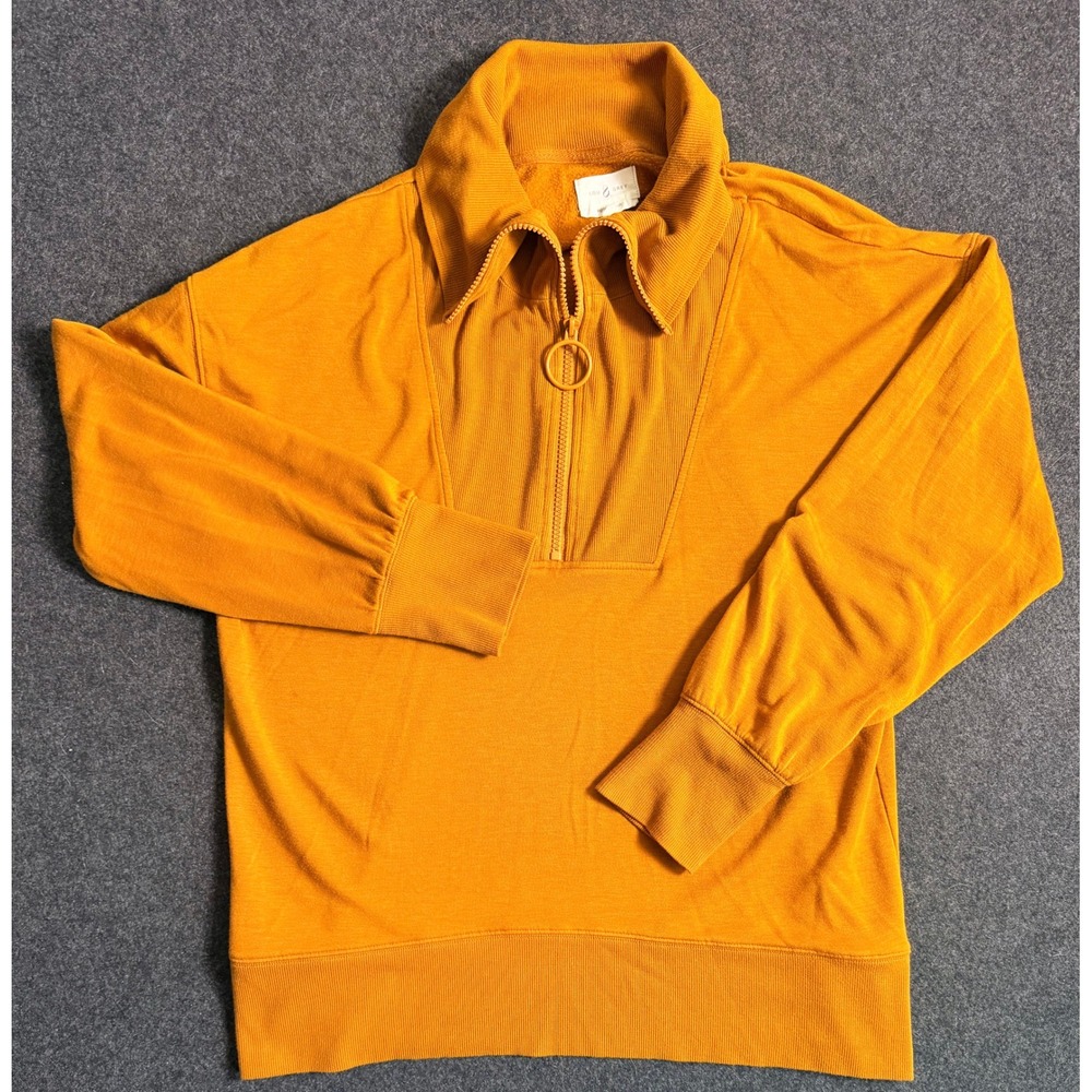 Lou & Grey Signature Soft Quarter Zip Sweatshirt Golden Yellow Large Pull Ring